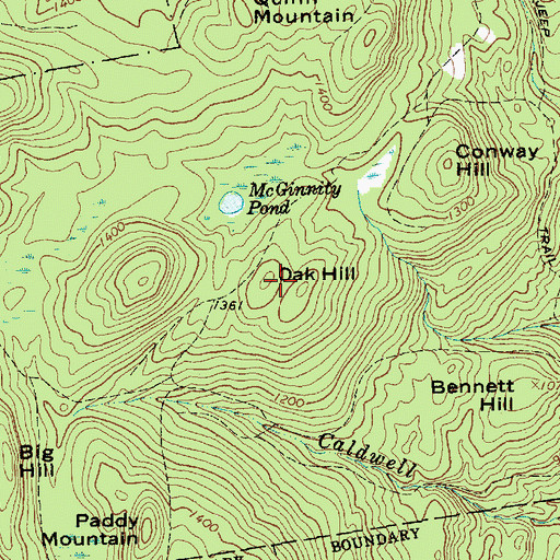 Topographic Map of Oak Hill, NY