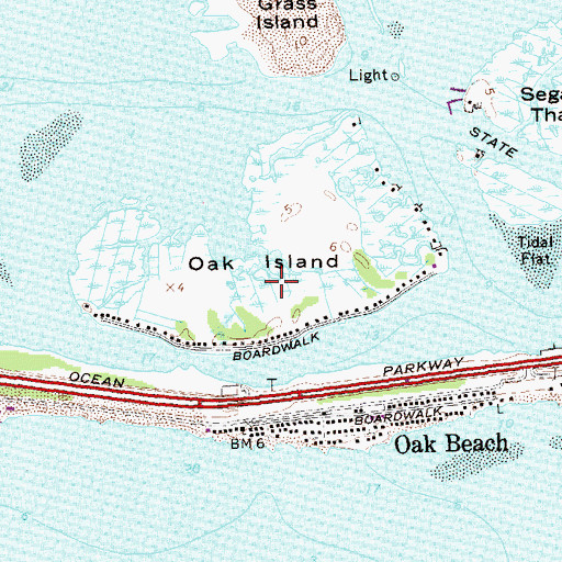 Topographic Map of Oak Island, NY