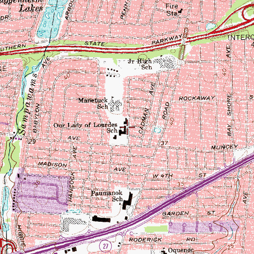 Topographic Map of Our Lady of Lourdes School, NY