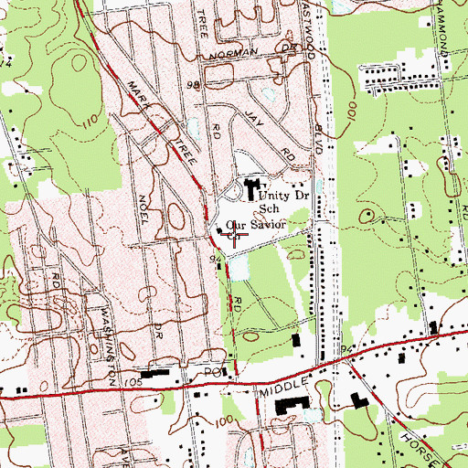 Topographic Map of Our Saviour Lutheran Church, NY