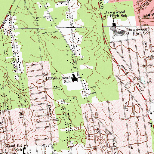 Topographic Map of Oxhead Road School, NY