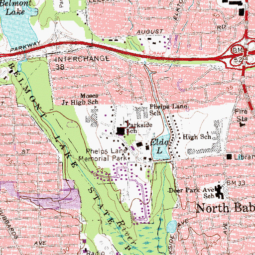 Topographic Map of Parkside School, NY