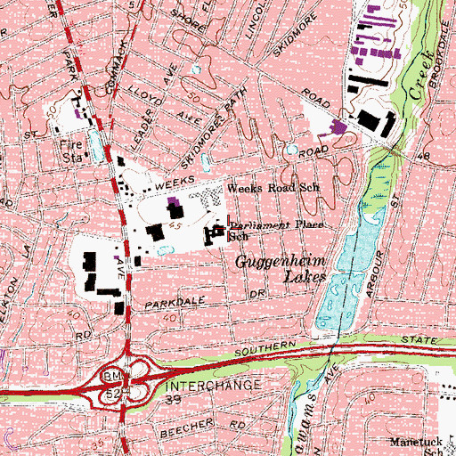 Topographic Map of Parliament Place School, NY