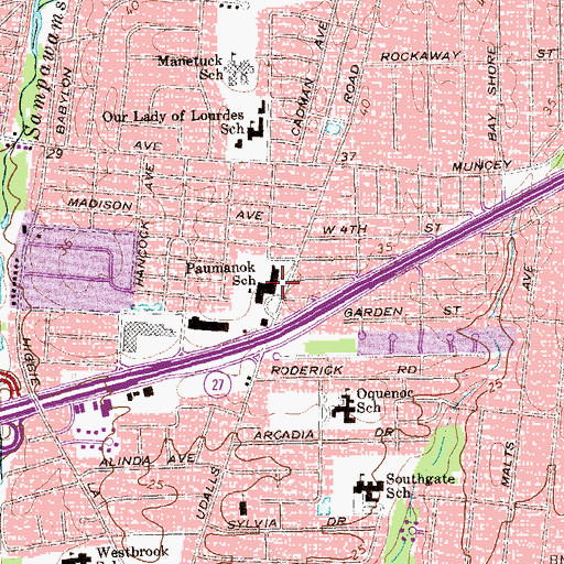 Topographic Map of Paumanok School, NY