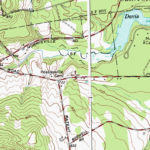 Topographic Map of Peasleeville Cemetery, NY