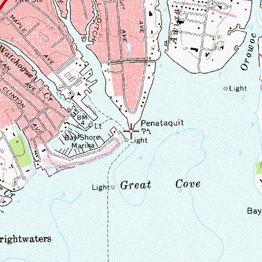 Topographic Map of Penataquit Creek, NY
