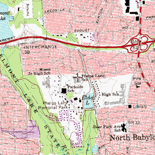 Topographic Map of William E Deluca Junior Elementary School, NY
