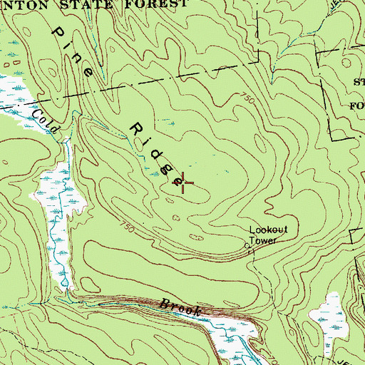 Topographic Map of Pine Ridge, NY