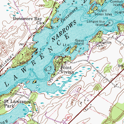 Topographic Map of Point Vivian, NY