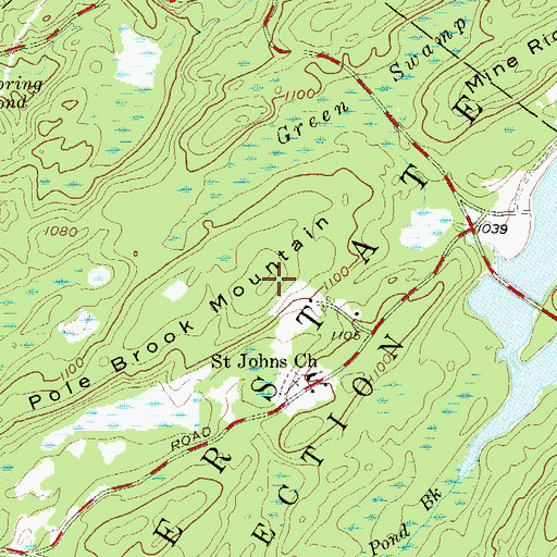 Topographic Map of Pole Brook Mountain, NY