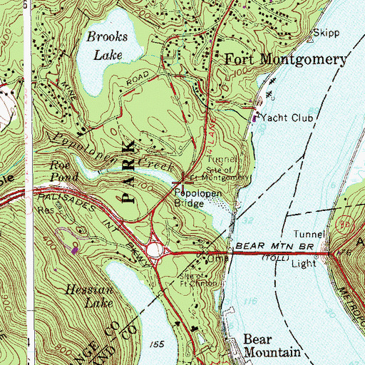 Topographic Map of Popolopen Bridge, NY