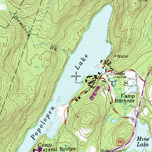 Topographic Map of Popolopen Lake, NY