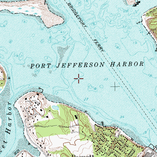 Topographic Map of Port Jefferson Harbor, NY