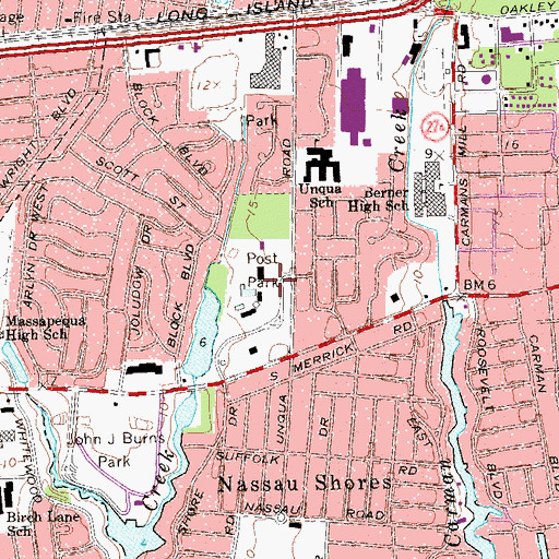 Topographic Map of Marjorie Post Park, NY