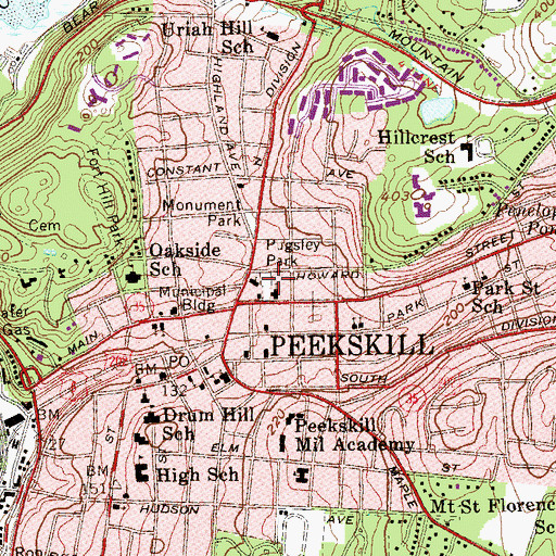 Topographic Map of Pugsley Park, NY