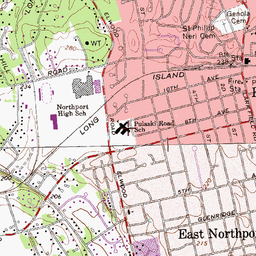 Topographic Map of Pulaski Road School, NY