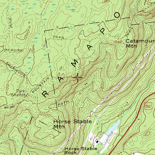 Topographic Map of Ramapo Mountains, NY
