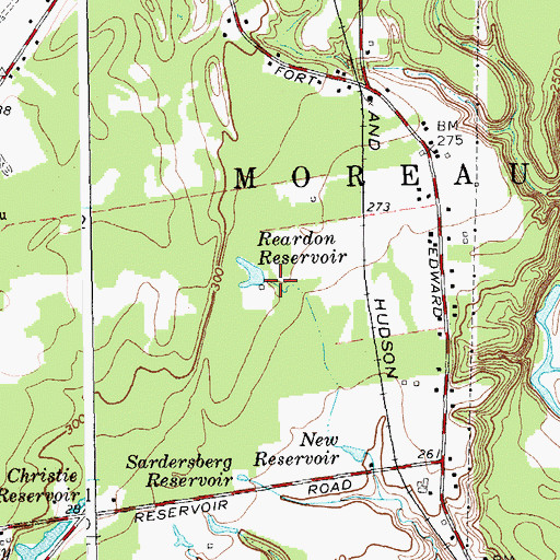 Topographic Map of Reardon Reservoir, NY
