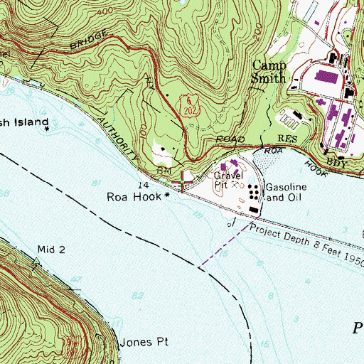 Topographic Map of Roa Hook, NY