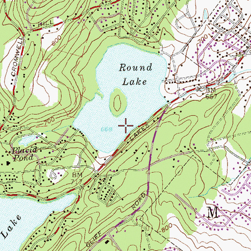 Topographic Map of Round Lake, NY