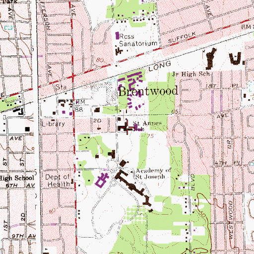 Topographic Map of Saint Annes School, NY