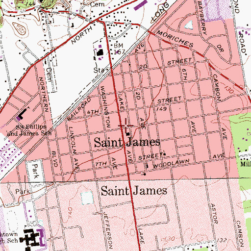 Topographic Map of Saint James, NY