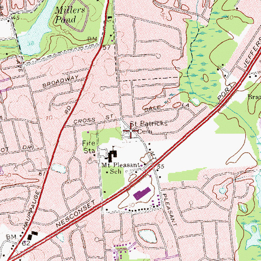 Topographic Map of Saint Patrick Cemetery, NY