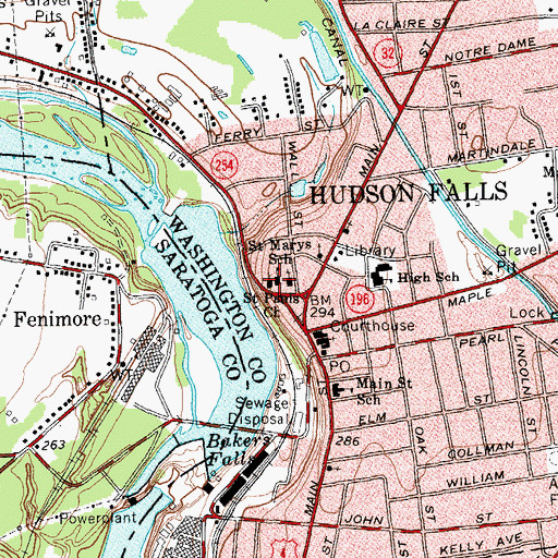 Topographic Map of Saint Paul's Roman Catholic Church, NY