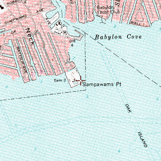 Topographic Map of Sampawams Point, NY