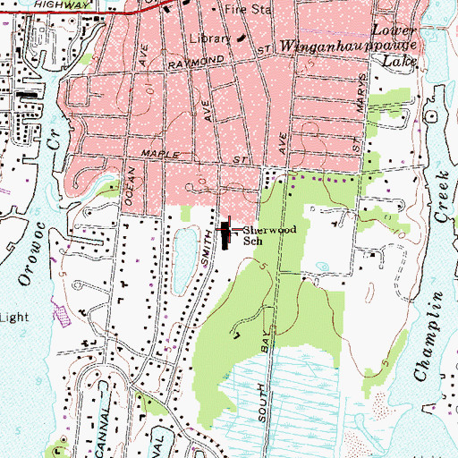 Topographic Map of Maude S Sherwood Elementary School, NY