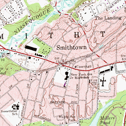 Topographic Map of Smithtown, NY