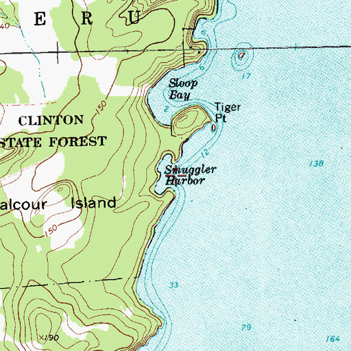 Topographic Map of Smuggler Harbor, NY