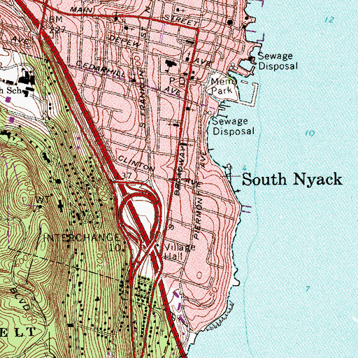 Topographic Map of South Nyack, NY