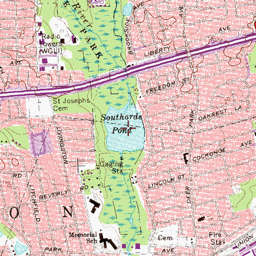 Topographic Map of Southards Pond, NY