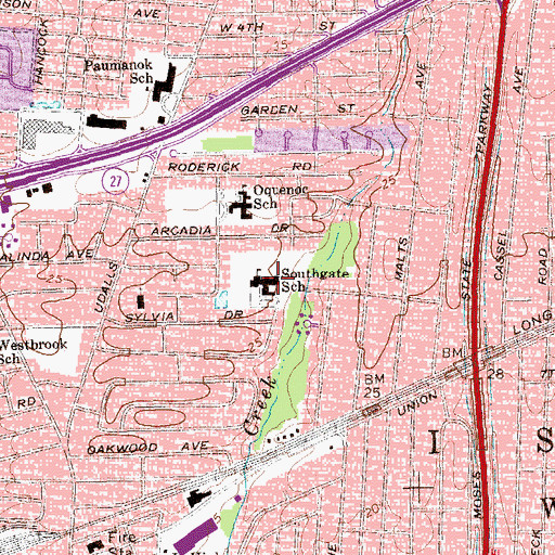 Topographic Map of Southgate School, NY