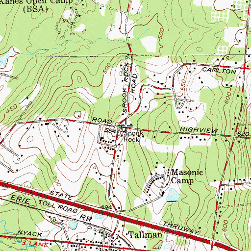 Topographic Map of Spook Rock, NY