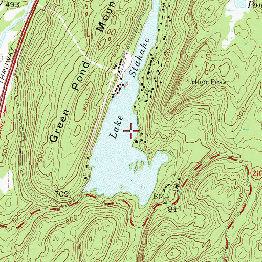 Topographic Map of Lake Stahahe, NY