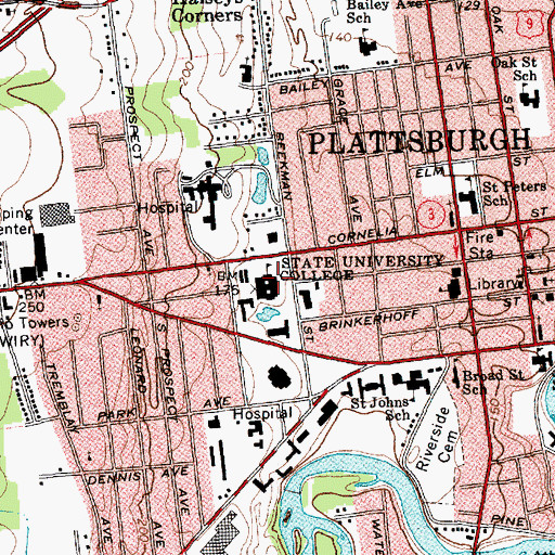 Topographic Map of State University of New York at Plattsburgh, NY