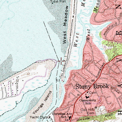 Topographic Map of Stony Brook, NY