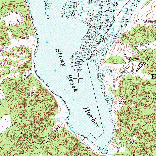 Topographic Map of Stony Brook Harbor, NY