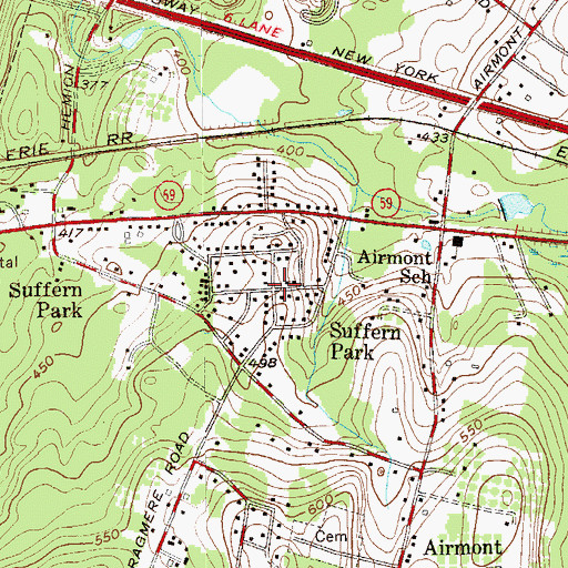 Topographic Map of Suffern Park, NY