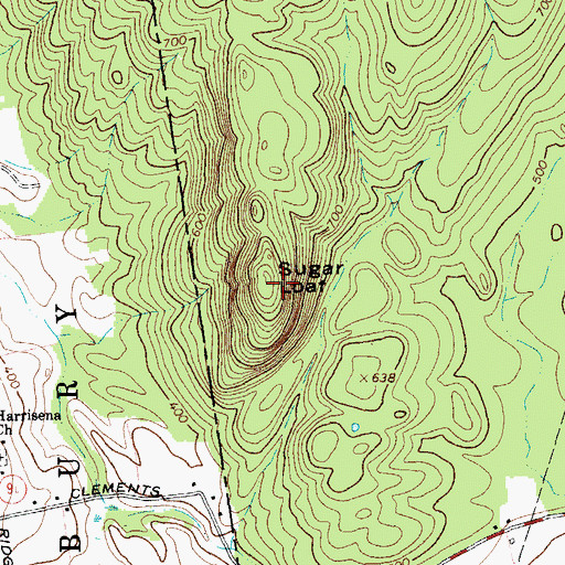 Topographic Map of Sugar Loaf, NY