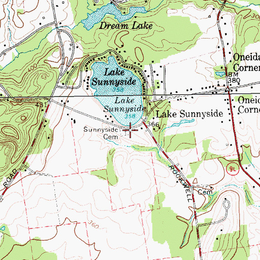 Topographic Map of Sunnyside Cemetery, NY