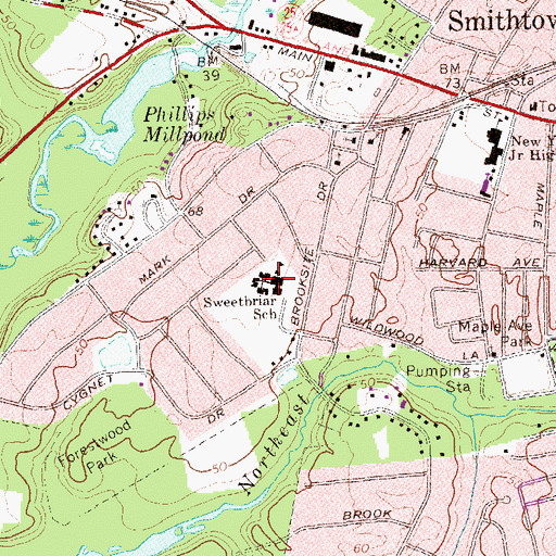 Topographic Map of Sweetbriar School (historical), NY