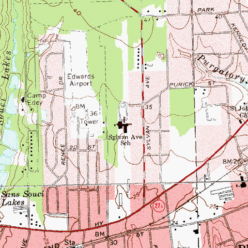 Topographic Map of Sylvan Avenue Elementary School, NY