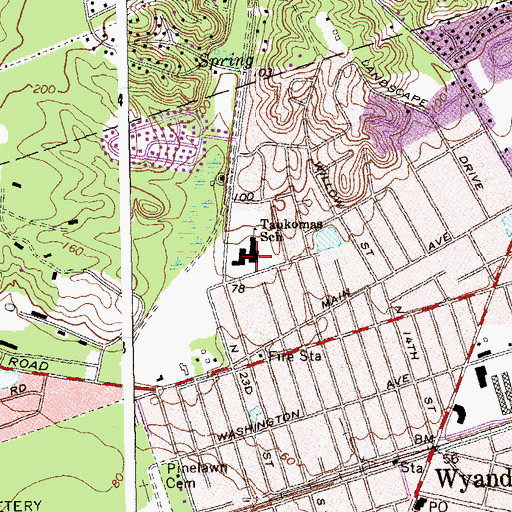 Topographic Map of Taukomas School, NY