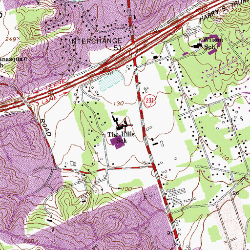 Topographic Map of The Hills School, NY