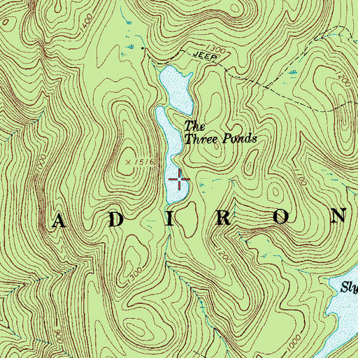 Topographic Map of The Three Ponds, NY