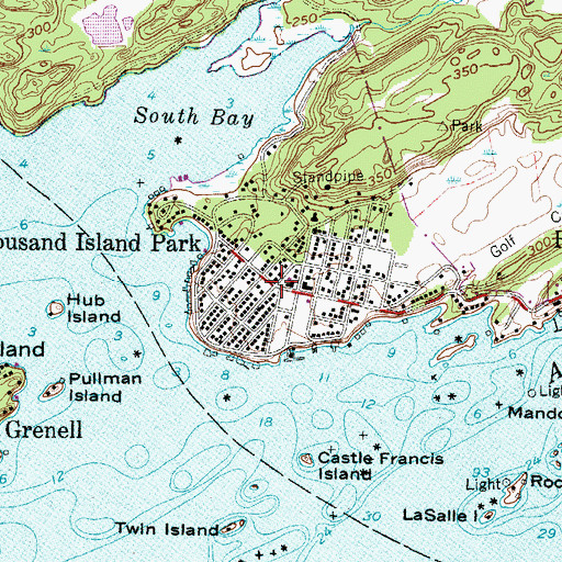 Topographic Map of Thousand Island Park, NY