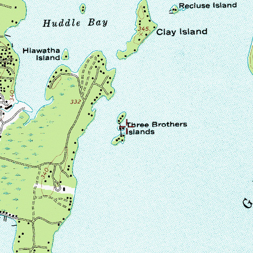 Topographic Map of Three Brothers Islands, NY